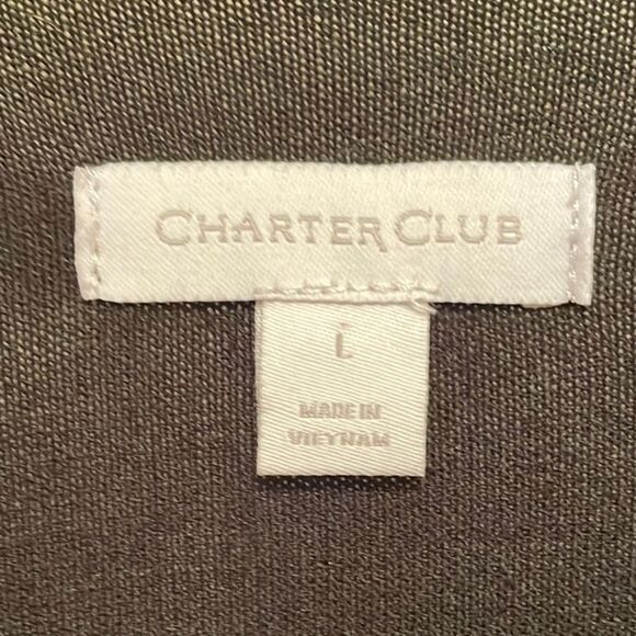 Charter Club Open Front Cardigan Black Trumpet Sleeve Women's Large 32" Long - Picture 2 of 4